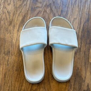 all in motion Cream Slide Sandals - Padded Wide-Band Slides